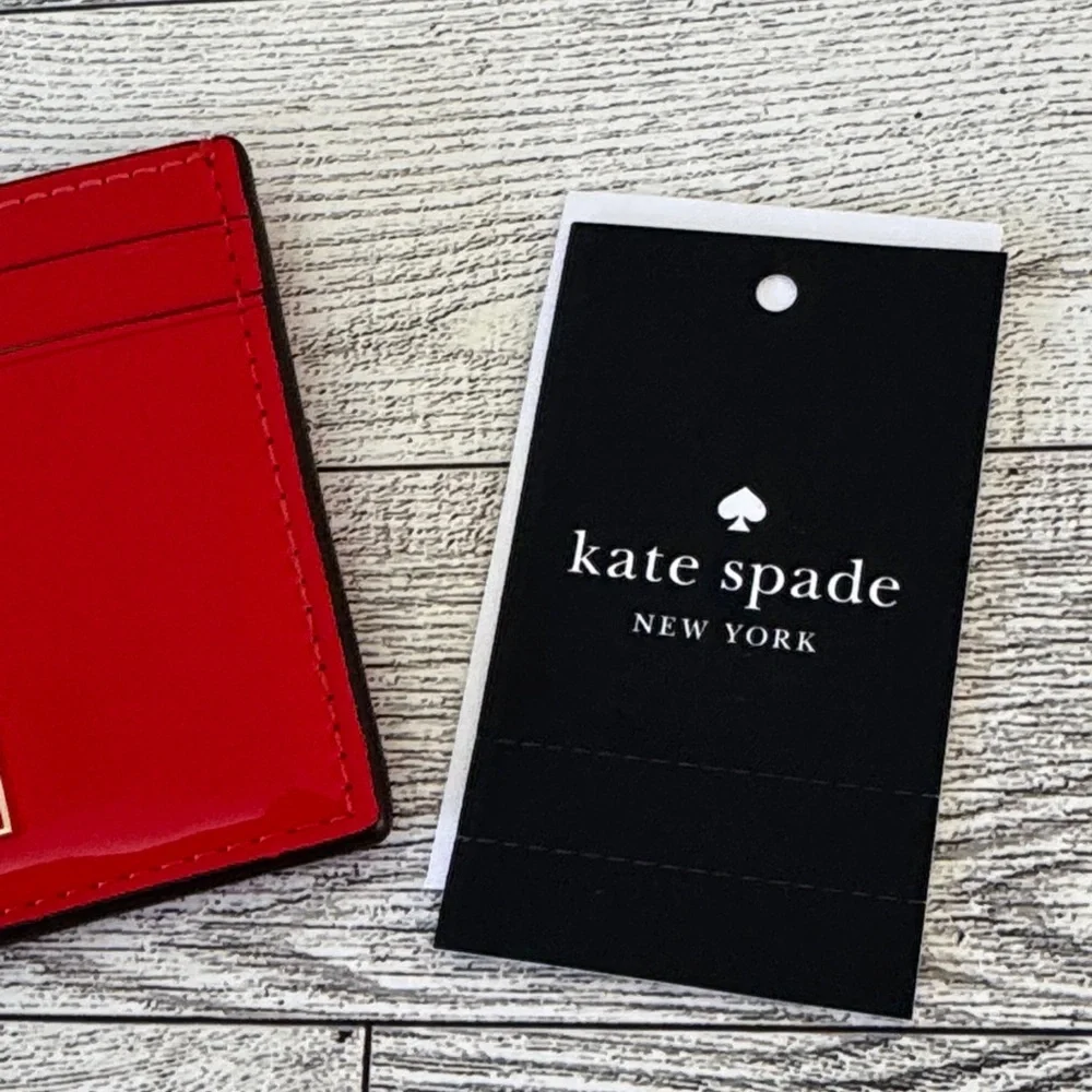 Kate Spade Bridget Red Patent Slim Card Wallet NWT